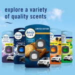 Row of different Febreze Car vent-clip packages with cinnamon sugar cookies variant centered