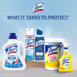 Assortment of Lysol branded cleaning products including a large Lysol Laundry Sanitizer jug among other Lysol items