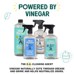 Group of Aunt Fannie’s spray and concentrate cleaners with headline “Powered by Vinegar” above