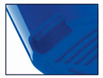 Close-up detail of a blue plastic bucket corner showing molded grip and textured interior surface