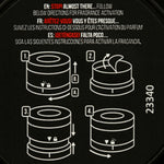 Instruction diagram printed on the product showing four numbered steps for activating the AXE gel can air freshener.