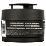 Rear view of AXE Black gel can car air freshener with product text claiming up to 30 days of freshness and regulatory details.