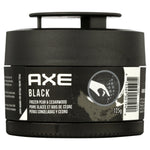 Close-up front view of an AXE Black gel can car air freshener jar labeled Frozen Pear & Cedarwood, 125 g.