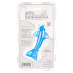 Back view of Baby Banana sharky infant toothbrush in clear blister pack showing product details and barcode