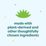 Informational graphic with green leaf icon stating the product is made with plant-derived and thoughtfully chosen ingredients.