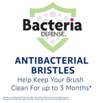 Bacteria Defense branding graphic reading 'Antibacterial Bristles' and stating bristles help keep brush clean for up to 3 months