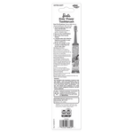 Back of packaged Barbie kids power toothbrush showing product instructions, warnings, barcode and manufacturer/distribution details.
