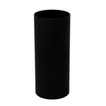 Close-up of the Bath Bliss matte black cylindrical holder for toilet brush, empty