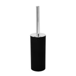 Bath Bliss matte black cylindrical holder with chrome-handled toilet brush inserted