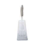 Bath Bliss square toilet brush standing upright in its translucent holder on a white background