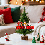 Yhmxh Wooden Christmas Reindeer Door Wreath for Front Door Sign Wall Signs Christmas Decoration, Merry Christmas Sign Welcome Hanging for Home Wall Decor Xmas Party Outdoor indoor Supply – view 2