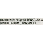 Close-up of ingredients label showing text: INGREDIENTS: ALCOHOL DENAT., AQUA (WATER), PARFUM (FRAGRANCE)