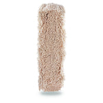 Vertical view of beige cotton mop head showing dense cotton fringe and textured mop face against white background