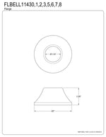 Technical line drawing of a bell flange showing top and side views with dimensions: 1-1/4″ inner diameter, 3″ outer diameter, 1-3/8″ height.