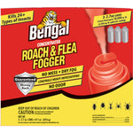 Front-facing Bengal concentrated Roach & Flea Fogger packaging with red and yellow design and tiger logo