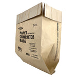 Standing brown BestAir paper compactor bag with folded cuff and large printed product text on front