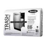White retail package showing BestAir branding and dishwasher image for trash compactor bags