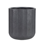 Charcoal fluted resin planter with rounded base on a white studio background