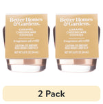 Two Better Homes & Gardens caramel cheesecake cookies fragrance oil refill bottles with label and a 2 Pack banner below