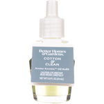 Single Better Homes & Gardens Cotton & Clean aroma oil refill bottle with blue label and white cap on a white background