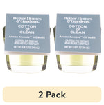 Two Better Homes & Gardens Cotton & Clean aroma oil refill bottles with blue product tags, shown side by side