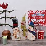Wood Snowman Tabletop Decoration Triple Snowman Decorative Folding Screen Wooden Christmas Signs Centerpiece Xmas Holiday Decor – view 2