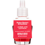 Better Homes & Gardens amber and saffron fragrance oil refill bottle with red liquid and white cap