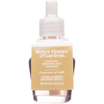 Single Better Homes & Gardens fragrance oil refill bottle with caramel cheesecake cookies label and white cap on a white background