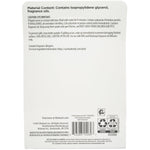 Back panel of product packaging with ingredient content, caution statements, manufacturing and recycling icons.