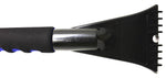 Close-up of Bigfoot ice scraper blade with molded plastic teeth and a foam comfort grip on the handle