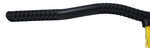 Close-up of textured black plastic handle and grip of a snow brush or ice scraper