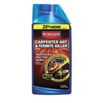 Blue BioAdvanced concentrate bottle labeled Carpenter Ant & Termite Killer plus with insect graphics on front