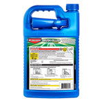 Rear view of a blue BioAdvanced Brush Killer jug showing the product label and usage instructions