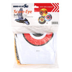 Clear retail bag with folded white and yellow scare-eye balloons and a Bird-X header card showing product name and imagery.