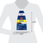 Product size graphic showing BISSELL Hard Floor Sanitize bottle with illustrated silhouette and dimensions beside it.