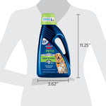 Product size graphic of BISSELL PET Advanced Stain & Odor bottle with silhouette and dimensions displayed