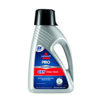 Silver BISSELL Pro Advanced OXY Deep Clean carpet cleaning solution bottle with black cap on white