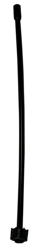 Close-up of a long black plastic spray wand with connector ends visible on white background