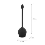 Black tulip toilet brush with dimensions callouts showing height 17.72 in and base width 5.12 in