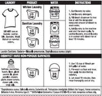 Black-and-white instruction infographic showing laundry and disinfection dilution chart