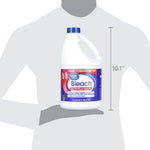Graphic showing Great Value bleach jug with a silhouette and a 10.1 inch height callout for size reference