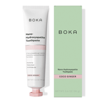 BOKA Nano-Hydroxyapatite toothpaste tube and matching green boxed packaging labeled coco ginger on white background