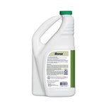 Rear view of a white Bona cleaning solution jug showing the product directions, barcode and brand label
