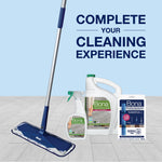Bona mop, a spray bottle, a refill jug and microfiber pads arranged on a tiled floor with headline 'Complete your cleaning experience'.