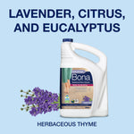 bona hardwood floor cleaner lavender thyme jug with lavender sprig and text on a light blue background