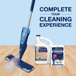 Bona spray mop, a jug of Bona Hardwood Floor Cleaner, and a pack of Bona microfiber pads arranged on a wood floor under the headline complete your cleaning experience.