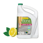 White Bona ready-to-use hard-surface floor cleaner jug with lemon graphic and 128 fl. oz. label