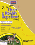 Close-up of product label art for Bonide Go Away! Deer & Rabbit Repellent showing text and deer image