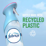 Febreze Air bottle graphic beside text stating “BOTTLE MADE WITH RECYCLED PLASTIC” and a recycling icon