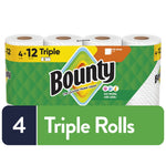 Packaged Bounty triple-roll paper towels with green branded wrap and large 'Triple Rolls' label